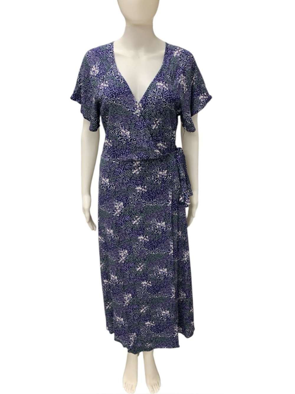 Buffalo David Bitton NWT Purple Floral Wrap Midi Dress Size XS